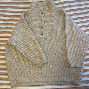 HATCH Collection Jo Oversized Sweater Alpaca Wool Cotton Blend Pullover in Cream